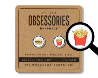 Hamburger French Fry Food Earrings Studs Food Stud Earrings Food Jewelry Food Lover Gift Foodie Gift Burger Gift Hamburger Gift Cheeseburger