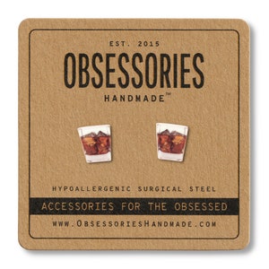 Whiskey On The Rock Stud Earring Whiskey Jewelry Whiskey Accessories Scotch Bourbon Alcohol Drinking Whiskey Drinker Lover Whiskey Gift Idea