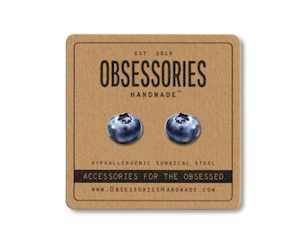 Blueberry Earrings Berry Earrings Fruit Earrings Miniature Food Earrings Blueberry Stud Earrings Fruit Stud Blueberry Jewelry Blueberry Gift