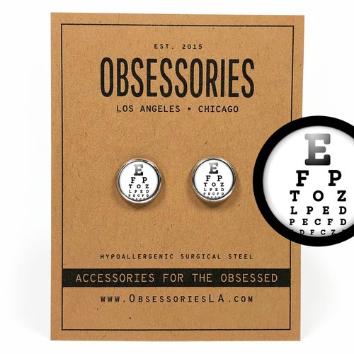 Eye Chart Test Stud Earrings Jewelry Optometrist Gift Eye Etsy
