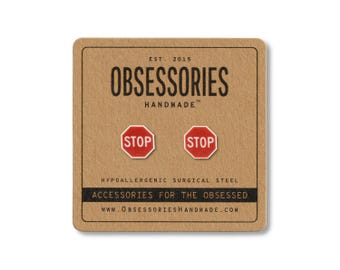 Stop Sign Jewelry Street Sign Earrings Road Sign Stud Earrings Traffic Sign Accessories Red Stop Sign Gift School Crossing Guard Gift Alto