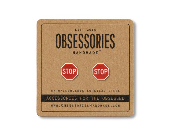 Stop Sign Jewelry Street Sign Earrings Road Sign Stud Earrings Traffic Sign Accessories Red Stop Sign Gift School Crossing Guard Gift Alto