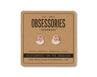 Santa Earrings Santa Claus Christmas Earrings Christmas Stud Earring Santa Jewelry Christmas Jewelry Christmas Present Gift Stocking Stuffer