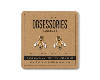 Honey Bee Earrings Honeybee Earrings Queen Bee Stud Earrings Honeybee Studs Bee Jewelry Honeybee Jewelry Save The Bees Gift Bee Keeper Gifts
