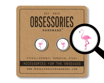 Rosa Flamingo Ohrringe Flamingo Ohrstecker Ohrringe Flamingo Schmuck Rasen Flamingo Geschenk Tropisch exotisch Vogel Ohrringe Vogel Ohrstecker kitschy kitsch