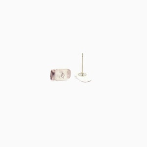 May include: A pair of stud earrings featuring a small, clear mason jar design. One earring is lying on its side, while the other is upright with a post and a white backing. The earrings are set against a white background.