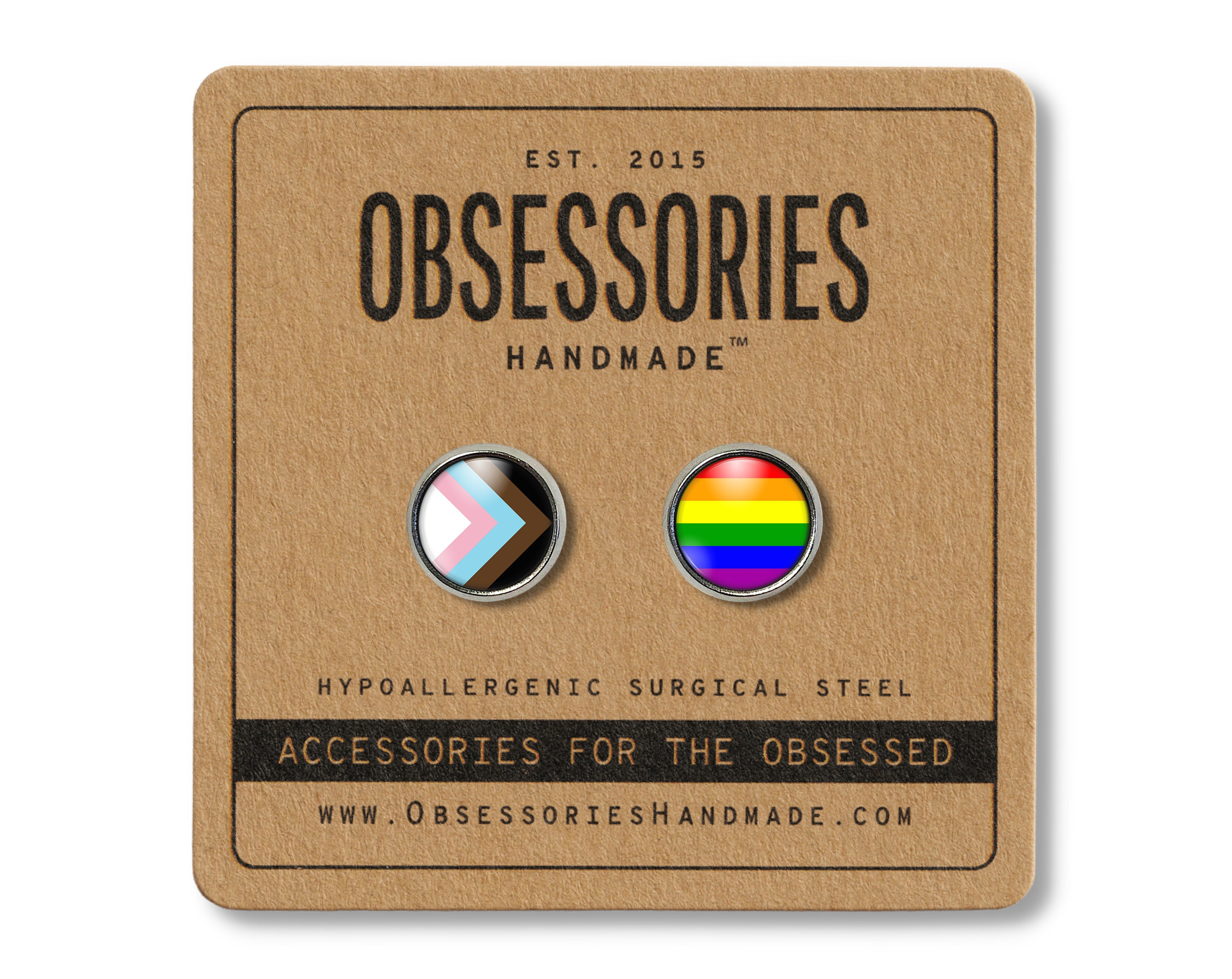 Orecchini Pendenti Progress Pride Con Bandiera Arcobaleno | Gioielli LGBT Per Lui E Lei, Metallo Ipoallergenico, 38x25 Mm, Confezione Regalo - 2
