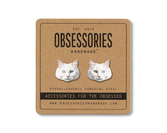 White Cat Earrings Cute Cat Stud Earrings White Cat Jewelry White Cat Gift For Cat Mom Gift For Cat Lover Gift For Cat Owner Gift For Girl