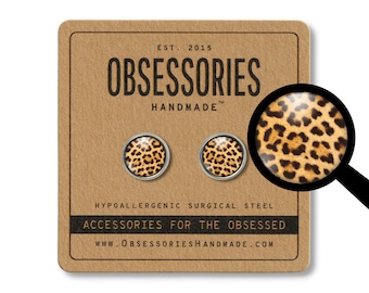 Leopard Earrings Leopard Print Earrings Leopard Stud Earrings Post Animal Print Studs Leopard Jewelry Leopard Print Jewelry Leopard Gift