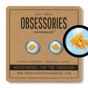 Orange Goldfish Earrings Gold Fish Earrings Goldfish Stud Earrings Post Fish Studs Goldfish Jewelry Fish Jewelry Goldfish Gift Fish Gift