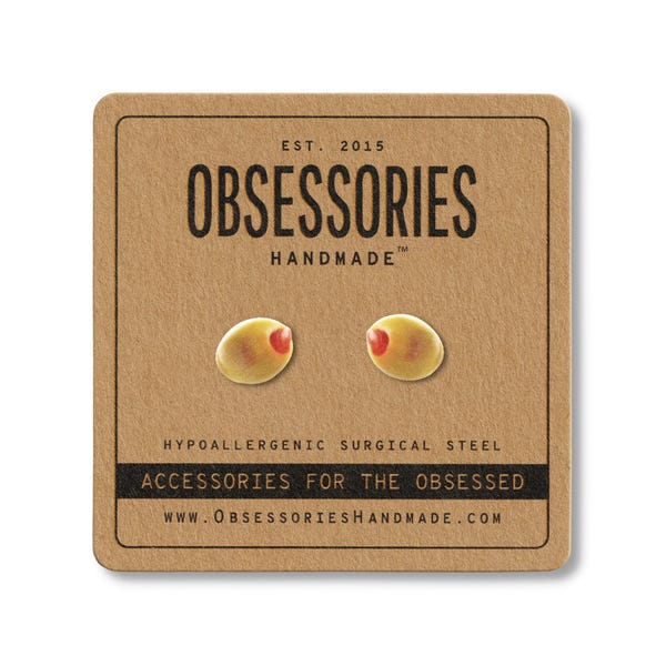 Green Olive Earrings Martini Olive Stud Earring Post Earring Cocktail Olive Jewelry Pimento Olive Accessories Cocktail Drink Olive Gift Idea