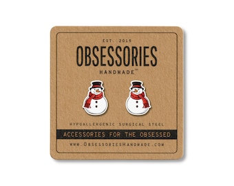 Snowman Earrings Snowmen Earring Snow Man Christmas Earring Holiday Earring Snowman Stud Earring Christmas Stud Holiday Stud Snowman Jewelry