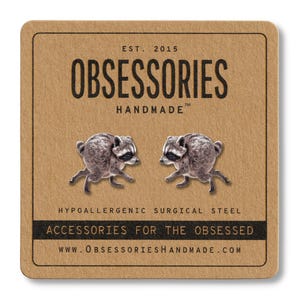 Jimothy Earrings Jimothy Raccoon Earrings Raccoon Stud Earrings Raccoon Jewelry Jimothy Gift For Her Jimothy The Raccoon Gift Meme Gift Idea image 2