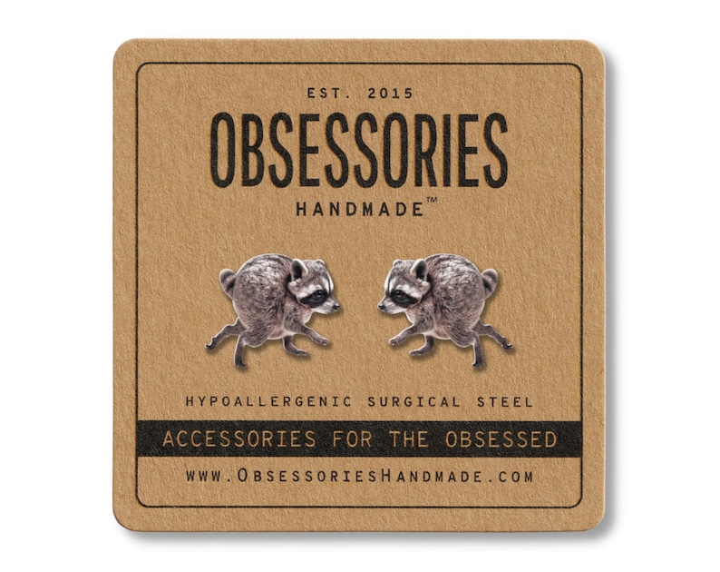 Jimothy Earrings Jimothy Raccoon Earrings Raccoon Stud Earrings Raccoon Jewelry Jimothy Gift For Her Jimothy The Raccoon Gift Meme Gift Idea image 2