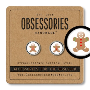 Gingerbread Man Earrings Gingerbread Cookie Christmas Earrings Christmas Stud Earrings Man Jewelry Christmas Jewelry Ginger Bread Man Gift