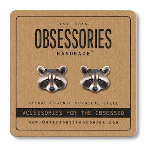 Raccoon Earrings Animal Stud Earrings Raccoon Jewelry Cute Raccoon Gifts Racoon Gift For Raccoon Lover Gift Racoon Lover Raccoon Mom Gift