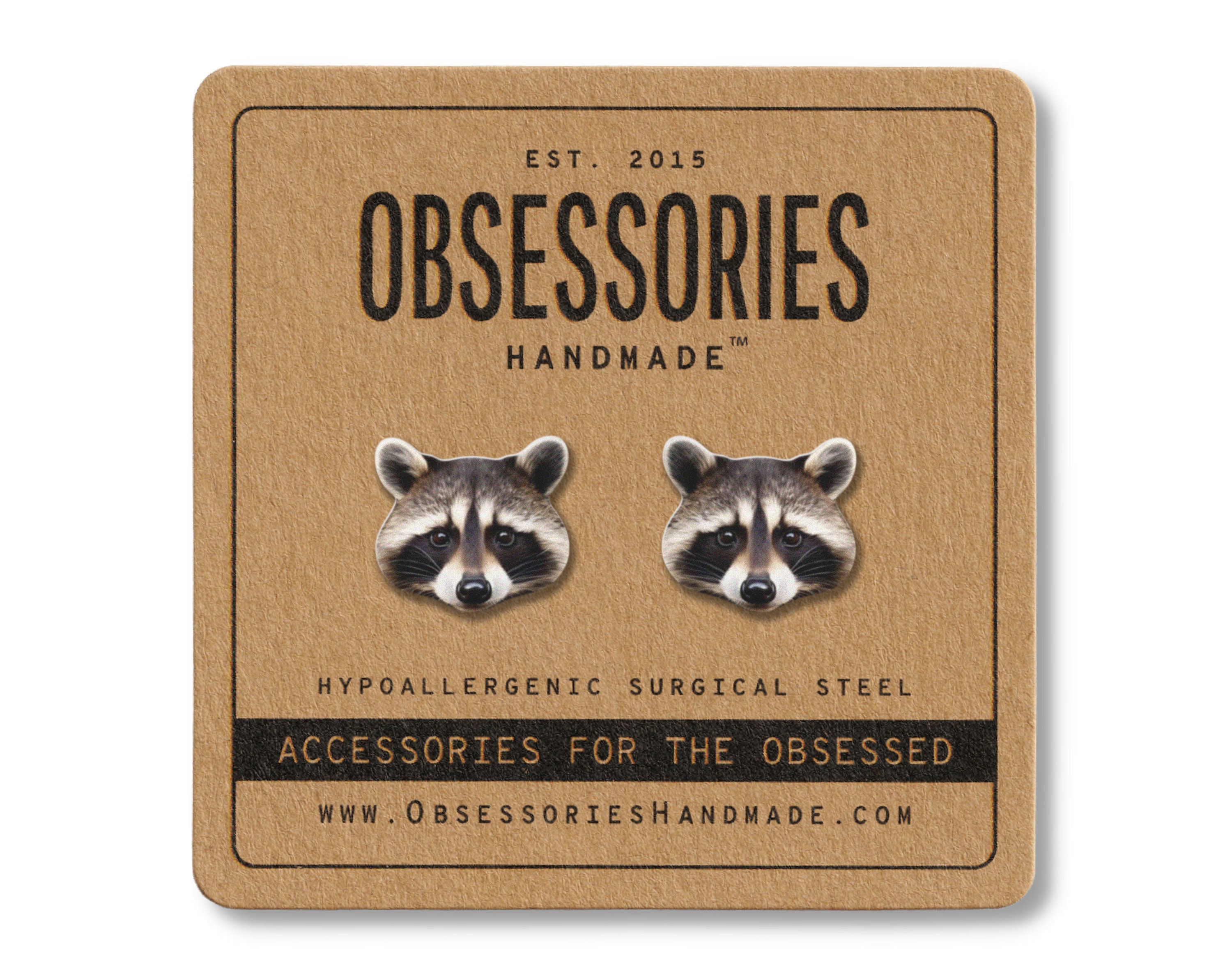 BONSNY Cute Raccoon Earrings - Lightweight Acrylic Dangle Earrings, Hypoallergenic, 26mm X 25mm, Gift For Women
