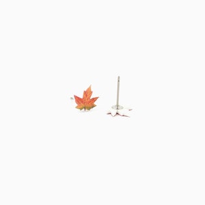 Maple Leaf Earrings Leaf Stud Earrings Leaf Jewelry Maple Leaves Fall Earrings Fall Jewelry Fall Accessories Fall Gift Idea Autumn Jewelry image 3