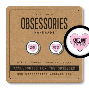 Cute But Psycho Jewelry Pink Heart Earrings Heart Stud Earrings Post Grunge Earrings Grunge Studs Soft Grunge Jewelry Pastel Grunge Gift