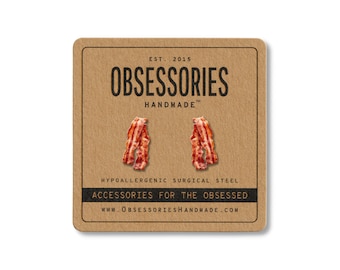Bacon Earrings Breakfast Earrings Miniature Food Earrings Food Stud Earrings Bacon Jewelry Eggs & Bacon Gift Bacon Lover Gift Breakfast Gift