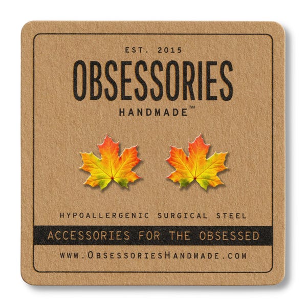 Maple Leaf Earrings Fall Leaf Stud Earrings Autumn Leaf Jewelry Fall Earrings Fall Studs Fall Jewelry Fall Gift Autumn Earrings Autumn Studs