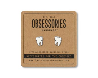 Tooth Earrings Teeth Earrings Tooth Stud Earrings Post Tooth Jewelry Tooth Accessories Molar Tooth Gift Dentist Gift Dental Hygienist Gift