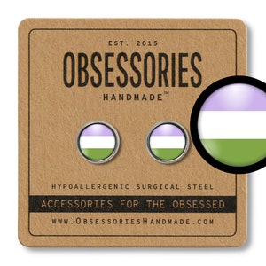 Genderqueer Jewelry Stud Earrings Genderqueer Pride Flag Genderqueer Flag Gender Queer Non-Binary Jewelry Nonbinary Jewelry Non Binary Pride