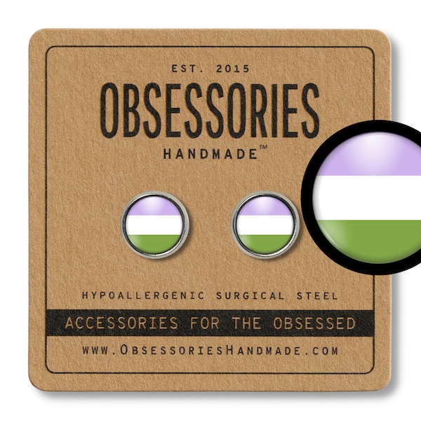 Genderqueer Jewelry Stud Earrings Genderqueer Pride Flag Genderqueer Flag Gender Queer Non-Binary Jewelry Nonbinary Jewelry Non Binary Pride