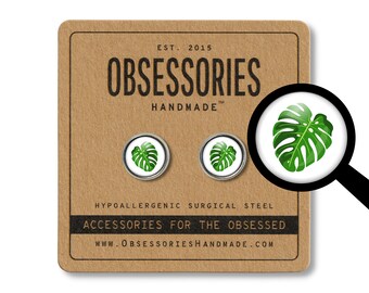 Monstera Leaf Earrings Monstera Earrings Tropical Leaf Stud Earrings Monstera Studs Split Leaf Jewelry Monstera Jewelry Swiss Cheese Plant
