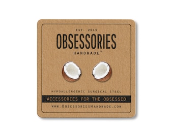 Coconut Earrings Tropical Fruit Earrings Coconut Stud Earrings Fruit Studs Coconut Jewelry Coconut Gift Coconut Kamala Coconut Tree Kamala