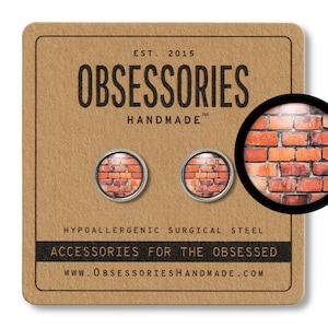Brick Earrings Red Brick Stud Earrings Distressed Brick Post Earrings Old Brick Jewelry Brick Gift Brick House Architecture Building Texture