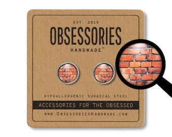 Brick Earrings Red Brick Stud Earrings Distressed Brick Post Earrings Old Brick Jewelry Brick Gift Brick House Architecture Building Texture