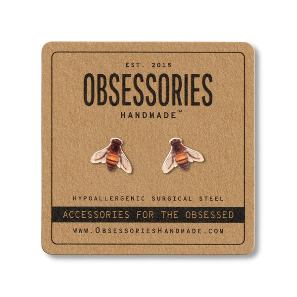 Bee Earrings Honey Bee Earrings Bee Stud Earrings Honey Bee Jewelry Bee Accessories Honeybee Earrings Queen Bee Keeper Save The Bee Gift