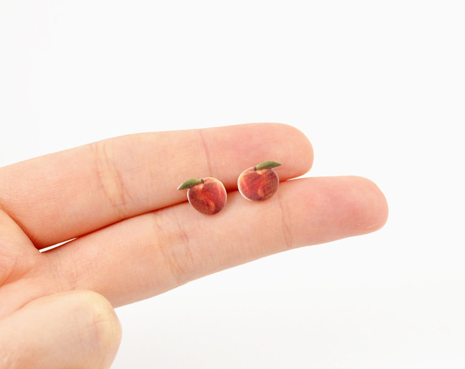 Peach Earrings Peach Stud Earrings Peach Jewelry Fresh Fruit Etsy