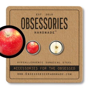 Pendientes de manzana roja Pendientes de fruta Pendientes de profesor Pendientes de tuerca de manzana Pendientes de tuerca de fruta Pendientes de tuerca de profesor Joyería de manzana Joyería de profesor Regalo de profesor