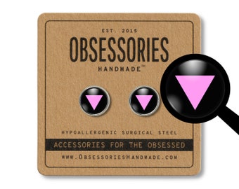 Upside Down Pink Triangle Earrings Triangle Stud Earrings Post Triangle Jewelry LGBTQ LGBT Lesbian Gay Pride Bisexual Transgender Queer Gift