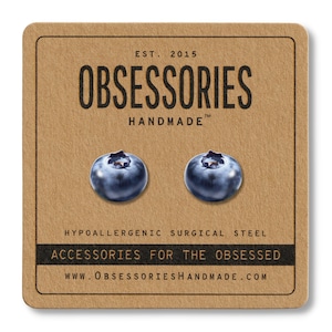 Blueberry Earrings Berry Earrings Fruit Earrings Miniature Food Earrings Blueberry Stud Earrings Fruit Stud Blueberry Jewelry Blueberry Gift