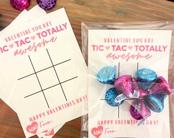 PRINTABLE Tic Tac Toe Valentine, Tic Tac Totally Awesome, Classroom Valentine, Instant download valentine