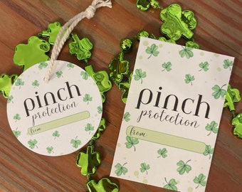 PRINTABLE St. Patricks Treat Tag, St. Pattys Gift Tag, Pinch Protection Tag - Two sizes included