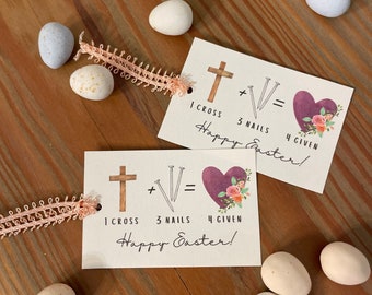 PRINTABLE Easter Treat Tag, 1 Cross 3 Nails 4Given, Religious Easter Tag