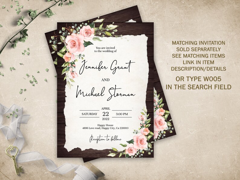 Rustic Floral Bridal Shower Photo Invitation Editable Etsy