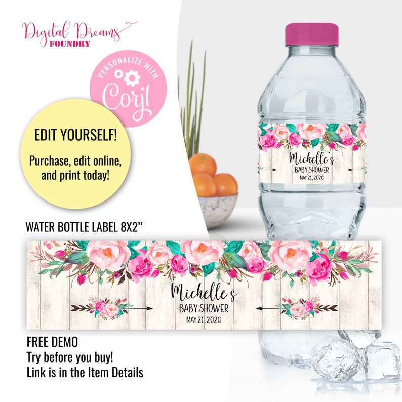 Baby Shower Bottle Labels Template