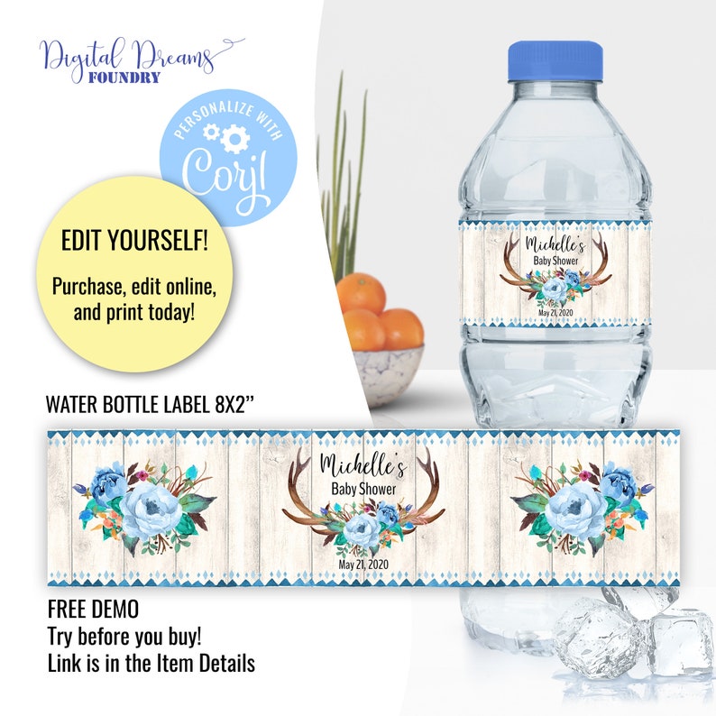 Baby Shower Water Bottle Labels Template