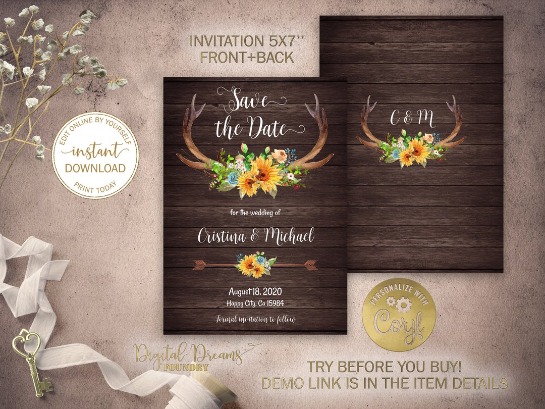Editable Template Rustic Save the Date Invitation Printable - Etsy