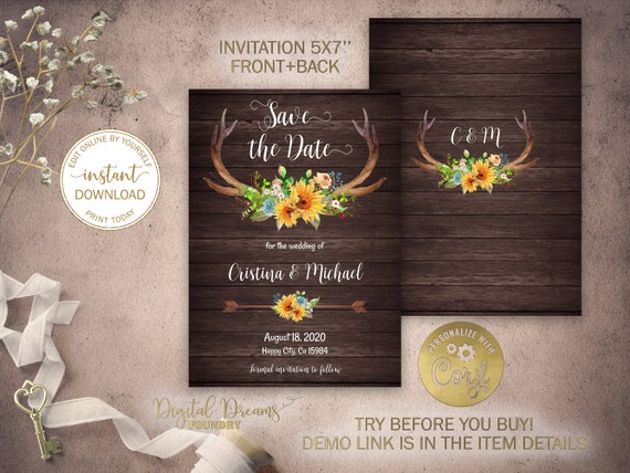 Editable Template Rustic Save the Date Invitation Printable - Etsy