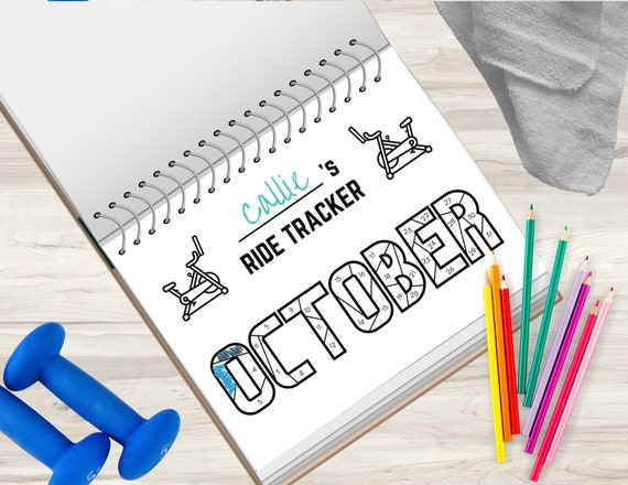 Exercise Bike Monthly Ride Tracker October Stationary Bike Coloring Sheet Etsy