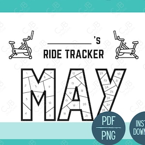 Exercise Bike Monthly Ride Tracker- May- Stationary Bike- Coloring Sheet