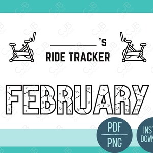 Exercise Bike Monthly Ride Tracker- February- Stationary Bike- Coloring Sheet
