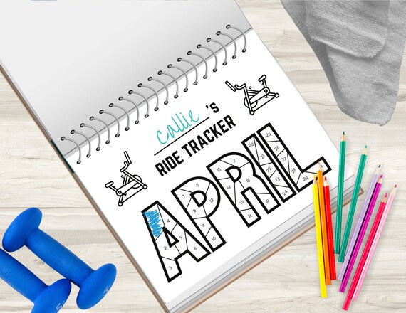 Exercise Bike Monthly Ride Tracker April Stationary Bike Coloring Sheet Etsy UK