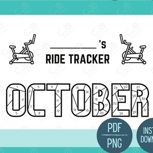 Exercise Bike Monthly Ride Tracker- October- Stationary Bike- Coloring Sheet